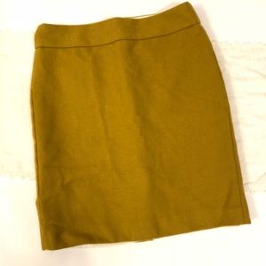 J Crew mustard yellow wool pencil skirt